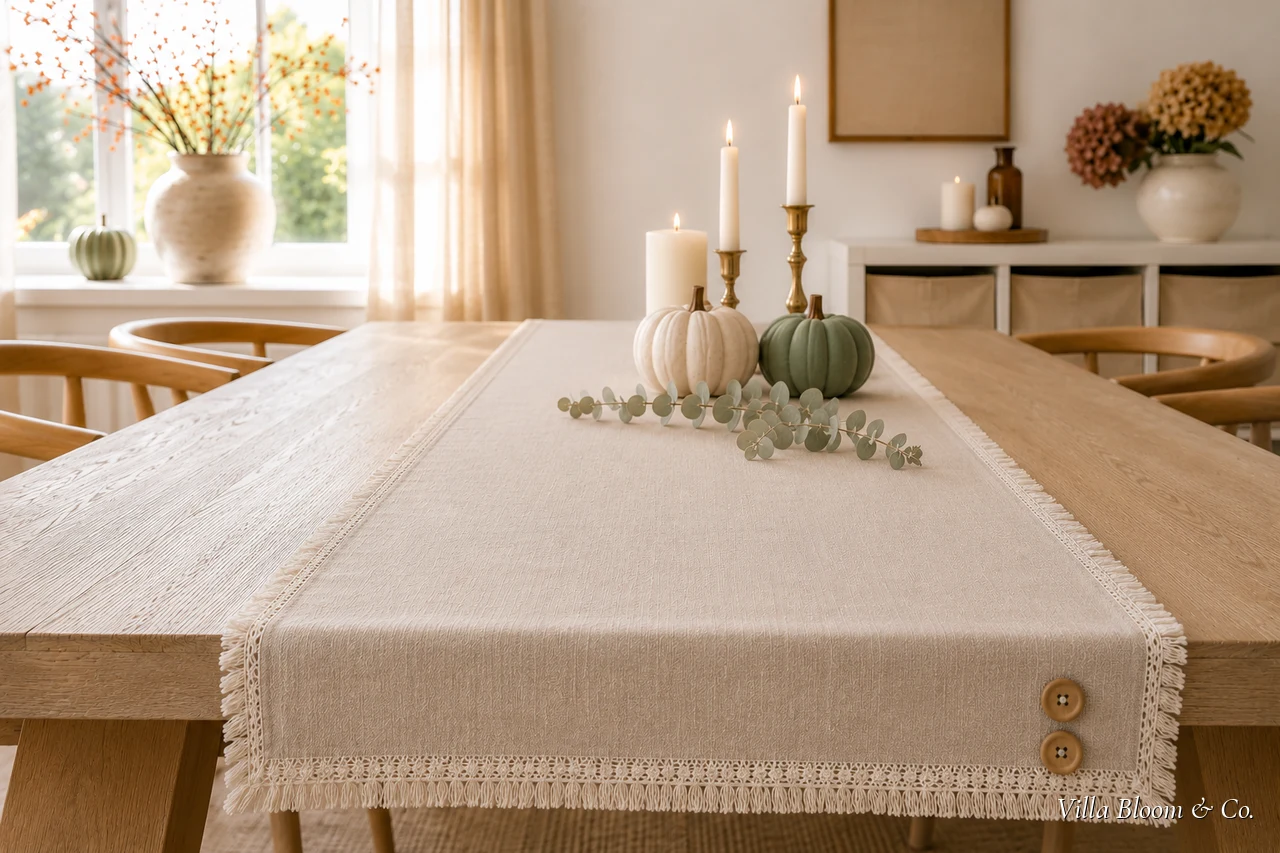 Herbst-Tischläufer nähen – schlichte DIY-Tischdeko im Landhausstil